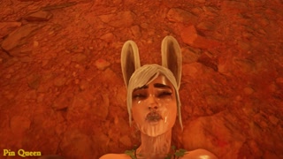 Bunny girl saddled a fat midget