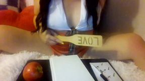 Teacher Welcomes Her Students To Her Naughty Slutty Class Eats Her Apple Riding