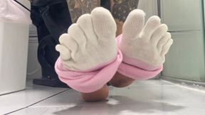 taking off my socks and showing my soles