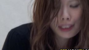 Japanese beauty leaks through her underwear
