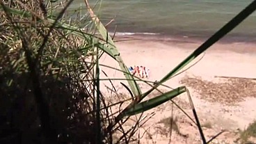 Beach Voyeur. Totally naked couple having sex on the beach