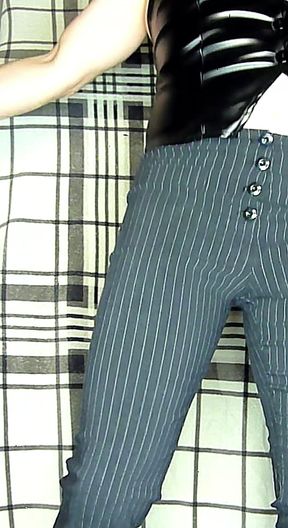 03 Linai Mod Paris Pants Black with White Line
