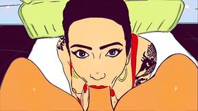 AI re rendered art style - Big Ass booty miss Bellz has hot sex with a big black dick