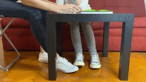 FOOTSIE UNDER SCHOOL DESK IN CONVERSE AND SHOE SWAP - MP4 Mobile Version