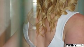 TUSHY Luscious blonde dped in threesome