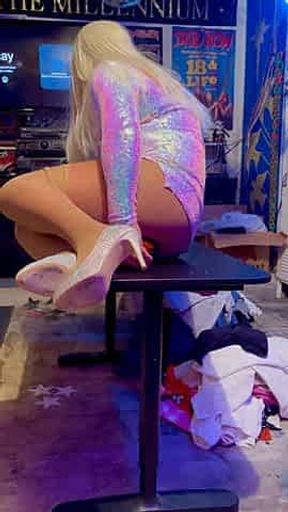 Pantyhose Crossdresser plays with big dildo