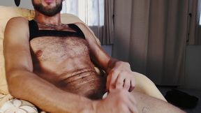 Cum in sock with cock ring on