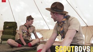 ScoutBoys - Beauty, smooth scout boys wrestle then bang bareback inside tent