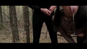 Hitchhiking beauty gets a roadside blowjob