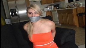 Long Legged 18 Year Old in Pantyhose Tied Stuffed Tape Wrap Gagged