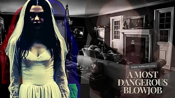 Naughty wife gives a Halloween-themed blowjob