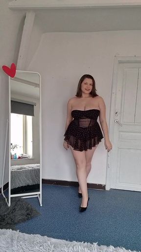 Striptease with Boob Play and Sucking Nipples