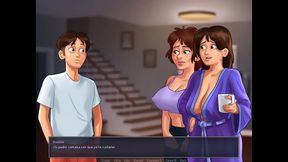 MILF Neighbor Miss Johnson seduces in Summertime Saga for Threesome Fun
