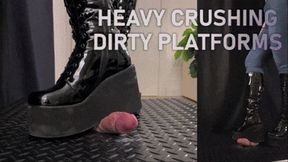 Heavy Cock Crushing in Black Dirty Platforms (Double Version) - Tamystarly - Cock Balls Crush Trample, CBT, Bootjob, Trampling, Shoejob, Stomping