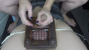 Submissive guy's cock stretched and sounded while in waffle maker