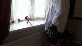 Wanking at the Window at my Favourite Time of the day !
