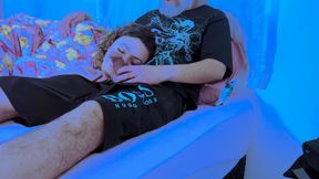 Stepdaughter ends up giving a blowjob until her mouth is full of cum.