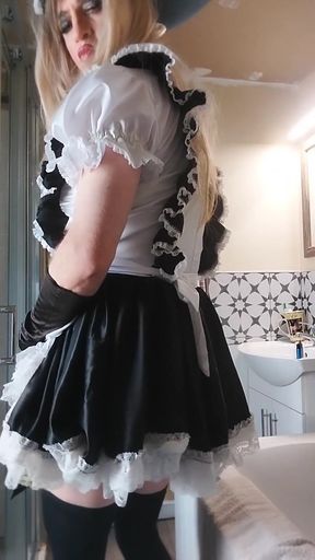 Naughty Sissy-maid Cums on Duty