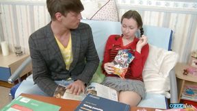 Anal sex makes the european brunette very pleased and she loves doing it after studying