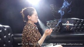 Elegant Asian Woman Speaks Candidly About Her Intense Smoking Habit While Exhaling Thick Smoke — YI1 HD