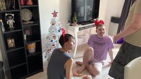 rough threesome anal and facial with smooth latino twink