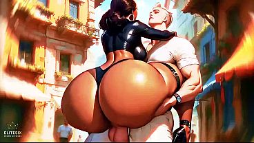 Dark Skin curvy 3D babe gets big black cock in her huge booty