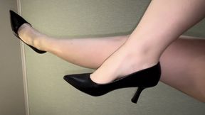 Showing my high heels and smelly feet after long day. Barefoot, foot worship, foot fetish, shoes worship