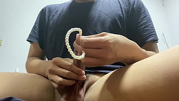 Orgasm by pearl sounding