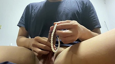 Orgasm by pearl sounding