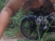 MATURE MAN IN SANDALS SHOWS HIS BLACK ASS WITH HIS MILK