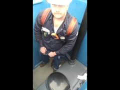 Worker Bear Jerks Off & Cum in Porty Potty at Work