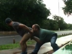 daddy and guy fucking outdoor near road