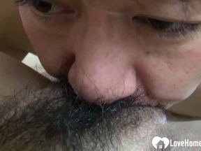 Hairy Asian enjoys a hardcore shagging session