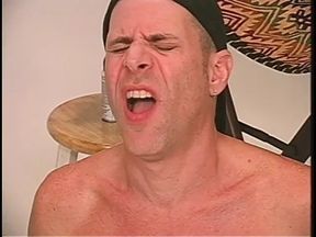 Hot black haired slut with two hard body dudes in bi action on studio floor