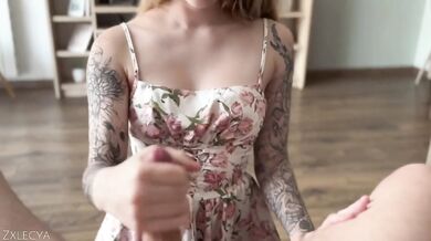 Cute blonde gets destroyed before her date with cum in her tight pussy