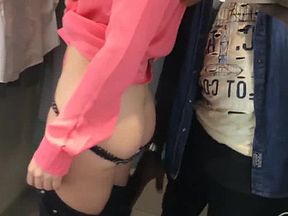 TEEN DEEPTHROAT BLOWJOB IN HM DRESSING ROOM, ORAL CREAMPIE - EXOTICCPL