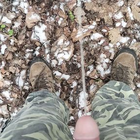 pissing in the forest