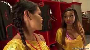 Shemale coach fucks ebony babe