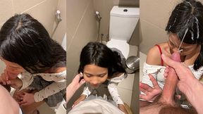 A Beautiful 18 Year Old Asian Girl Sucks Me Off In A Public Restroom And I Cum On Her Face