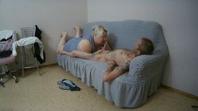 Wife Watches as Girlfriend Gives Deep Blowjob and Swallows Cum