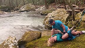 Ventures Outside For A Public Waterfall Hike And Finds A Bed Of Moss To Fuck On