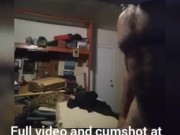 Hot Bodybuilder Flexing Nude and Jerking off big dick in the garage