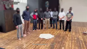 Amateur nympho takes on 15 guys in a massive bukkake session.