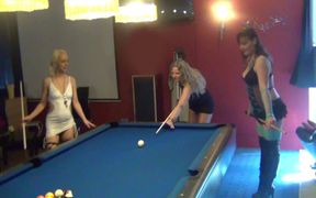 Bareback fuck orgy in the billiard cafe. 3 girls are fucked hard by 10 men - chapter 1