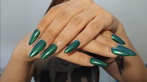 Metallic Green nails fetish (mov)