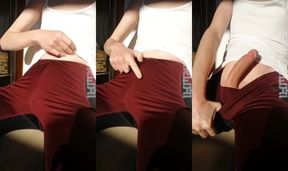 Trans redhead in leather leggings masturbates until she gushes
