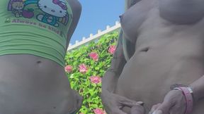 Me and Eris Jolie pissing in a watering can