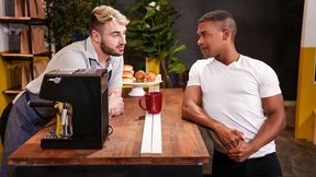 Interracial Coffee Shop Encounter - Adrian Hart Drills Michael Boston's Hole