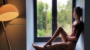 Pantyhose Feet and Legs Self Worship Turns to Panting Orgasm for Masturbating Watcher at the Window! Ass over Soles Views! HD Version