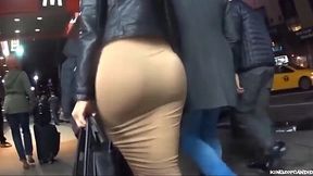 Sultry Latina Spied in Tight Skirt